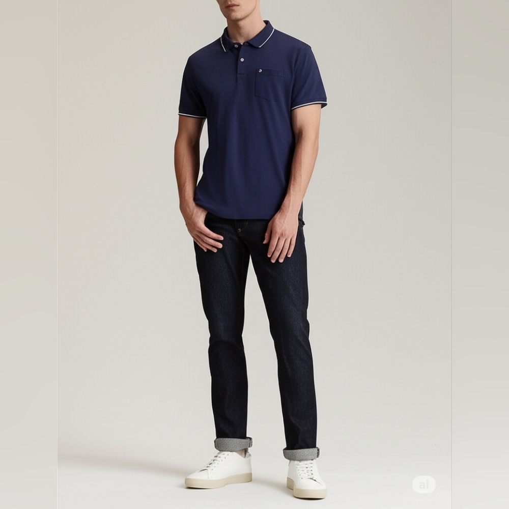 IZOD  blue short sleeve 2 button collared shirt